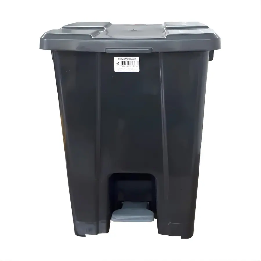 CESTO C/PEDAL QUADR.25L PRETO