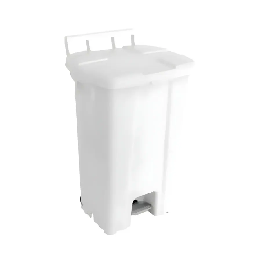 CESTO C/PEDAL E RODAS QUADR.100L BRANC