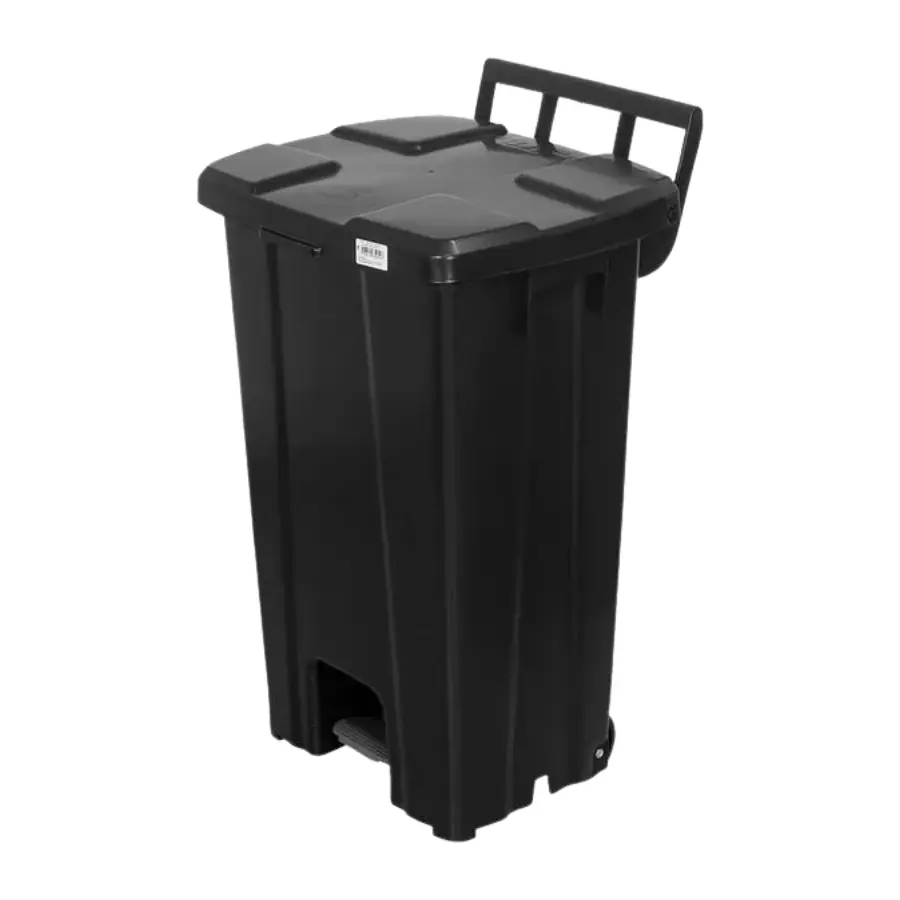 CESTO C/PEDAL E RODAS QUADR.100L PRETO
