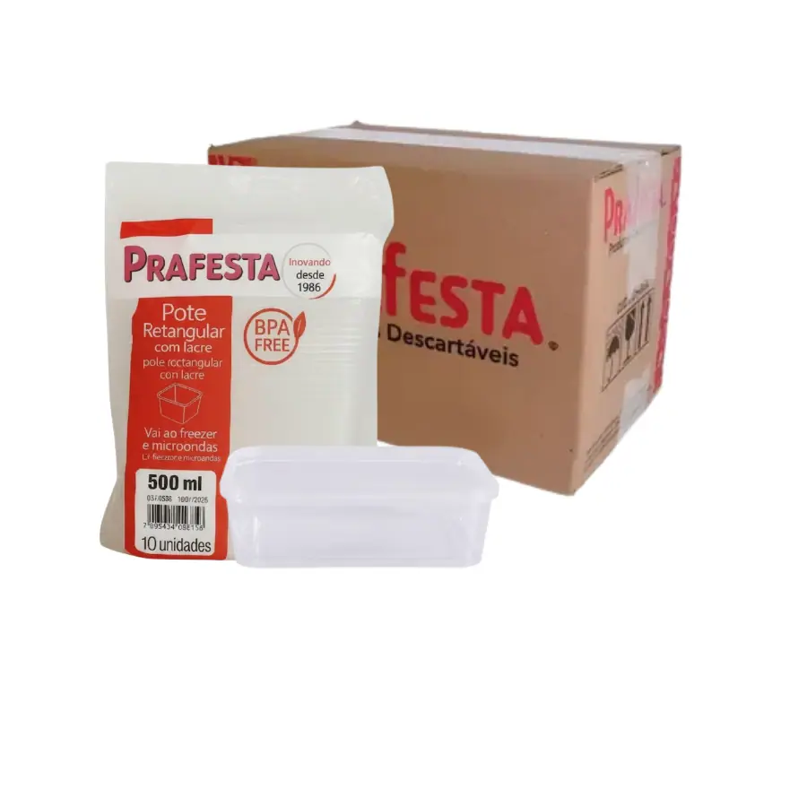 POTES RETANGULAR 500ML C/LACRE C/10