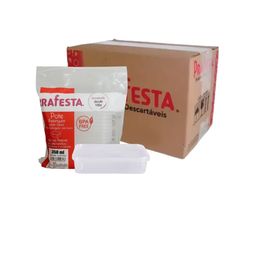 POTES RETANGULAR 350ML C/LACRE C/10