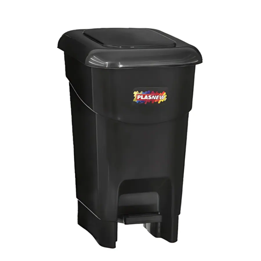 LIXEIRA 40LTS C/PEDAL PRETA REFORCADA